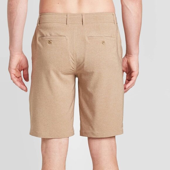 NWT Goodfellow Hybrid Swim Shorts Mens 32 Light Taupe 10.5" Inseam Swim Surf - Picture 2 of 9